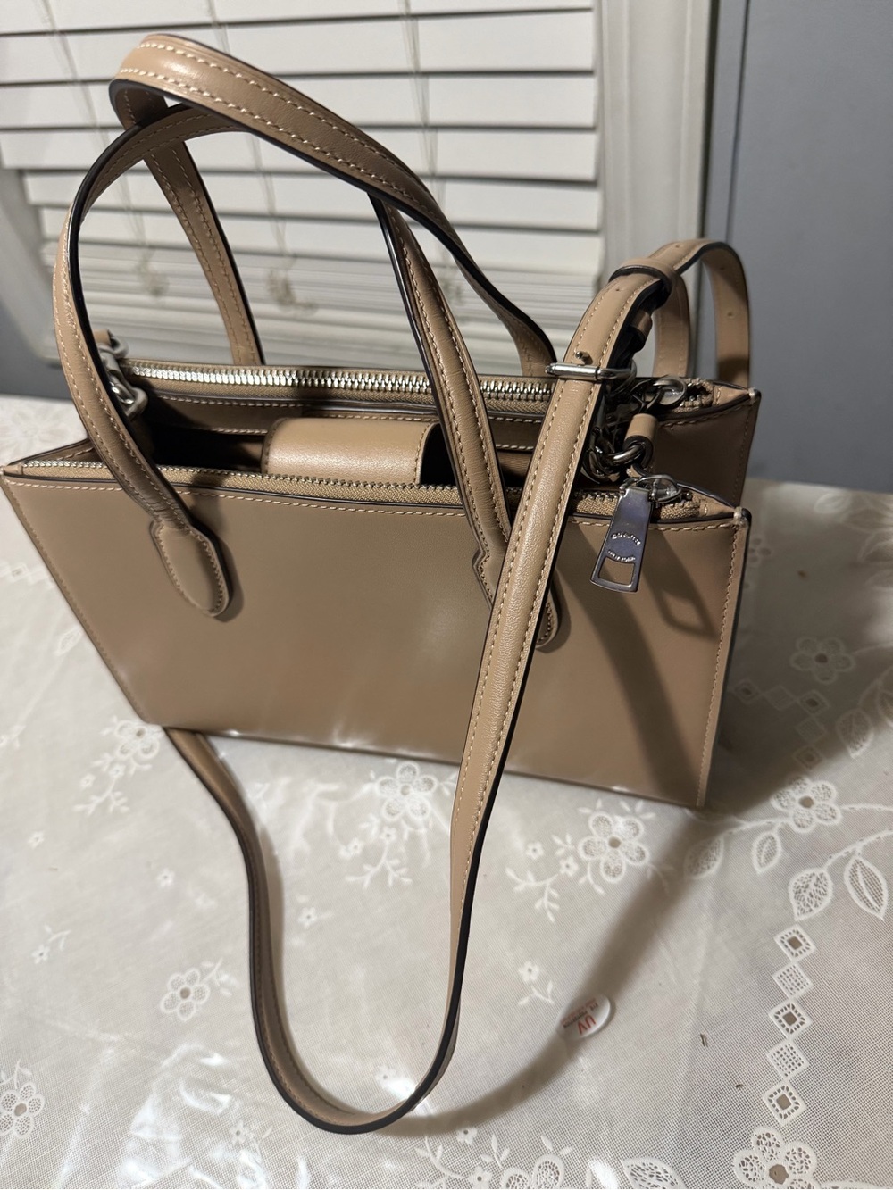 Coach Taupe Leather Satchel with Signature C Applique - Picture 2 of 7